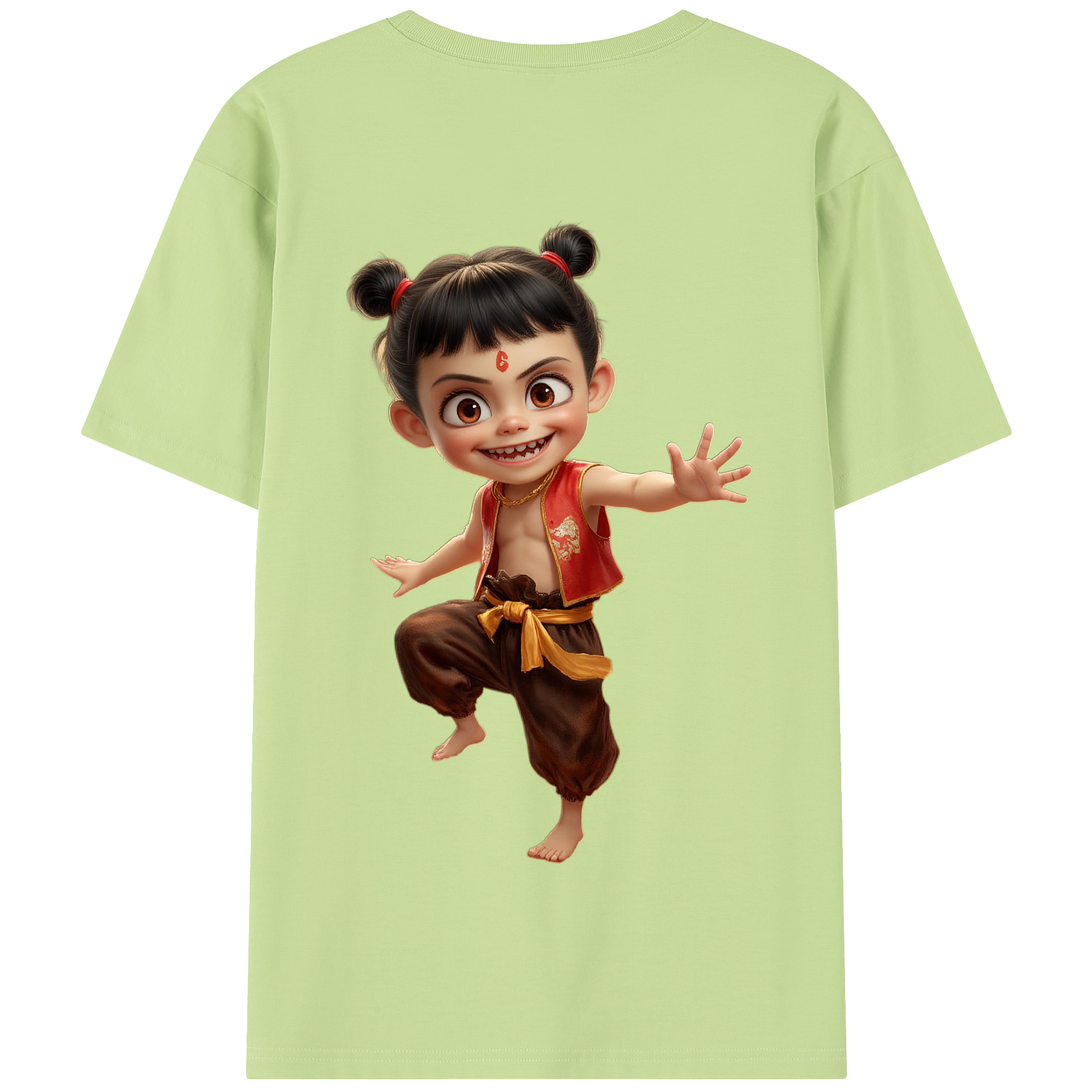 （画像用） Ne Zha 2 ナタ 魔童の大暴れ 綿100％半袖Tシャツ（背面プリント）